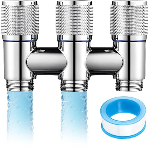 Vanne d'angle 3 voies, robinet d'angle combiné 1/2 avec raccord pour lave-vaisselle et double raccord, vanne de commutation à 3 voies auto-étanche en cuivre, robuste, pour machine à laver et