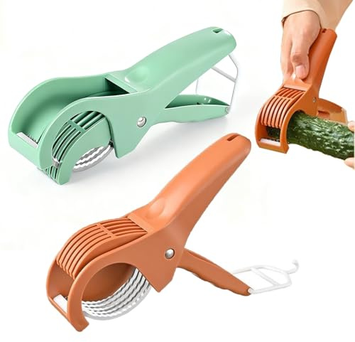 Bustlwor 2 Piezas Cortador de Plátano de Acero Inoxidable, Con Asas y Ganchos, Para Plátanos, Verduras, Pepinos, Frutas