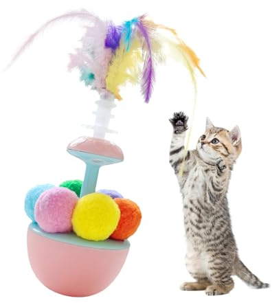 Generico Jeux pour chats - Boule de plaisir pour chatons avec plumes, jeu autonome interactif Enrichissement, pour chats domestiques jouant seuls