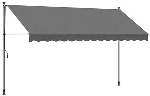 Markise Einziehbar Anthrazit 350x150 cm - Stoffmarkise aus 180 g/m² Polyester mit PU-Beschichtung - Stahlrahmen - Perfekter Sonnenschutz für Terrasse und Garten