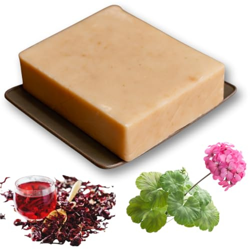 Lucknel Jabón natural hecho a mano– pieza única (1 pieza - jabón con geranio e hibisco)