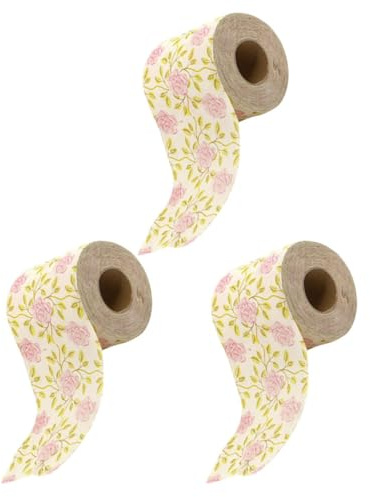 Carta Igienica in Bamboo a Stampa Rosa 3 Pezzi Decorativa | Polpa di Bamboo, Motivo Delicato e Creativo, Formato Natalizio, Confezione da 3 Pezzi