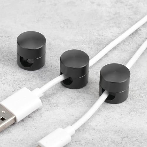 Cable Anchors Desk, 3 Sets Black Adhesive Phone Charger Holders | Cords Adjustable Wire Organizers Black Cord Management Clips Nightstand Office Swag Hook for Chandelier Ceiling Lights Cable