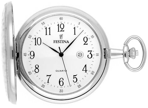Festina Orologio da Tasca Uomo con Catena - Acciaio Inossidabile 316L - Movimento al Quarzo - Calendario - Stile Classico, Vintage ed Elegante F2023/1