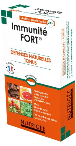 NUTRIGÉE - Immunité Fort - Défenses Naturelles, Tonus - Stimule Les Défenses Naturelles, Renforce Le Tonus, Réduit La Fatigue - 30 Comprimés - Programmes de 15 jours ou 30 Jours - Fabriqué en France
