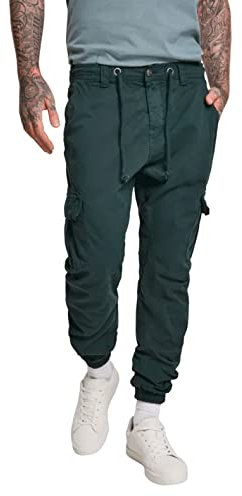 Urban Classics Pantaloni Cargo Uomo in Stile Militare, Pantaloni Slim Fit, Polsini alle Caviglie, Colore: Verde, Taglia: XL