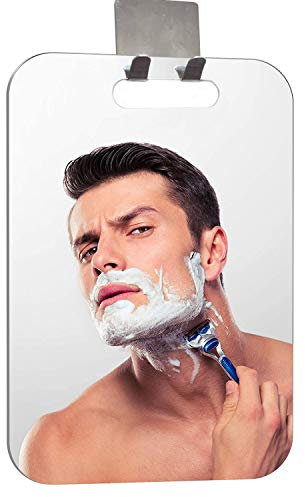 XoYo-Large Fogless Shower Mirror, Includes 1 Hook with integrated razor holder, Anit-Fog Shower Mirror, shower makeup travel shave mirror, Wall Hanging Mirror (Runway hook hole, 11’’x7.48’’)