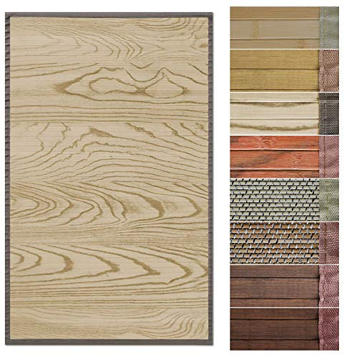 Floordirekt Alfombra de bambú con marco de tela, diseño natural en muchos colores y tamaños (120 x 180 cm, magenta natural)