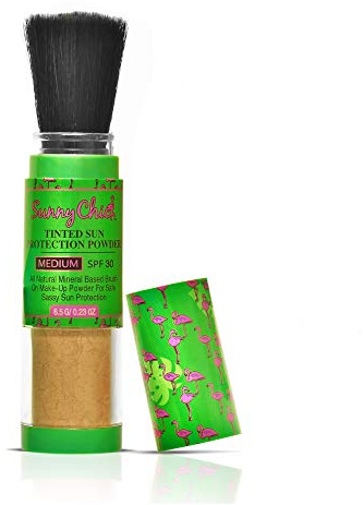 Sunny Chick Tinted Sunscreen Powder- Brush-On Mineral Sunblock SPF30 .23OZ (Medium)