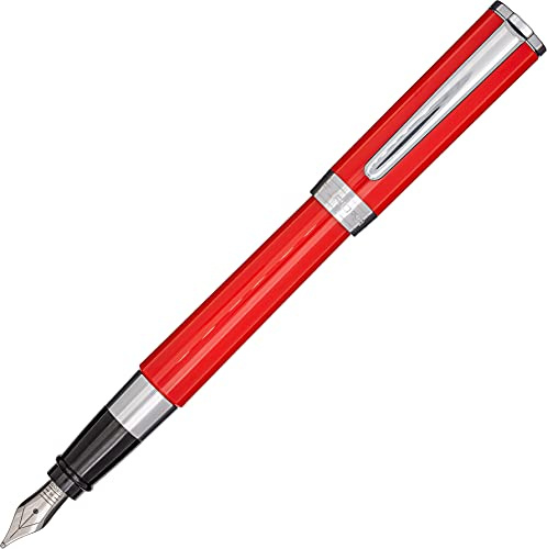 Aurora Füllfederhalter TU | Schreibstift aus Harz in Rot mit verchromten Beschlägen | Verchromte Stahlfeder in der Stärke M | Geschenkbox