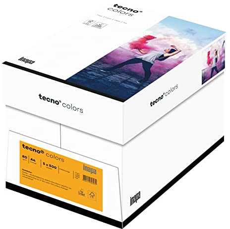 inapa farbiges Druckerpapier, buntes Papier tecno Colors: 80 g/m², A4, 2.500 Blatt (5x500), mittelorange, 80g / m²