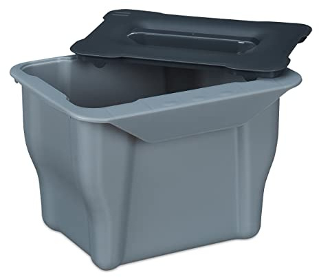 Relaxdays Biomülleimer Küche, 5 l, Kleiner Mülleimer mit Deckel, zum Einhängen, Kunststoff, Abfalleimer Biomüll, grau