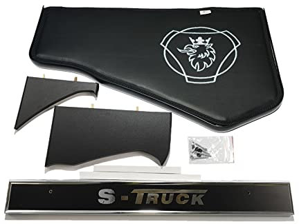 Kram-Truck Armaturenbrett-Ablage, Glatte, bestickte Abdeckung, LKW-Cockpit, TV-Rack, kompatibel mit Scania S/R ab 2017, 10 mm Schaumstoff, Kunstleder, beständig, schwarz