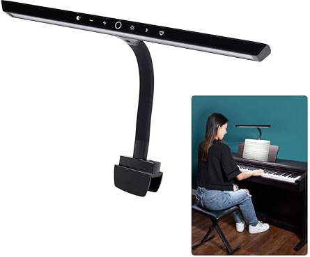 AETEE Piano Lights for Digital Piano and Grand Piano, Professional Led Clip lamp with Ambient Light, Favorite Mode,Piano Lamps for Sheet Music, Eye-Care 5 Levels Color Temperatures 5 Levels Dimming