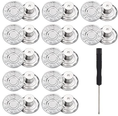 ZningEsxi 12 Pcs Hosenknöpfe Pins Hosen Spanner Jeans Ersatz Abnehmbare Lose Metall Knöpfe Gewinde Nieten Schrauben Dreher (Silber)