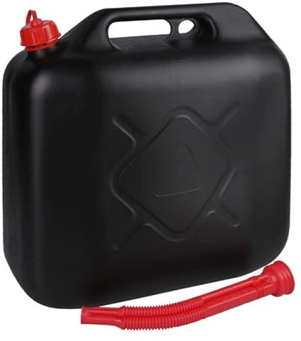 Jerrycanshop - Tanica per carburante, 20 l, in plastica (HDPE), tanica per benzina, tanica diesel, tanica ONU, 20 litri, colore nero, beccuccio incluso