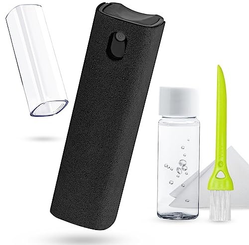 Screen Cleaner Kit, walrfid 20ml Phone Computer Laptop Screen Cleaner Spray with Wipe and Brush for Electronics, TV, Laptop, Tablet, PC, Monitor, LCD Flat Screens, Eyeglasses - Black