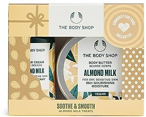The Body Shop Almond Milk Geschenkset Beruhigend und glättet Mandelmilch für Körperpflege, vegan, 2-teiliges Set