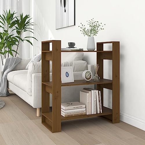 BUKSCYJS BüCherturm Freistehend,BüRo-BüCherregalebüCherregal/Raumteiler Honigbraun 80x35x91 cm Massivholzgeeignet FüR Wohnzimmer, Schlafzimmer, Arbeitszimmer, Korridor