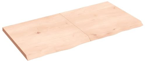 Makastle Waschtischplatte Holzbohlen Ideal für Aufsatzwaschbecken, Tischplatte Holzplatte Baumkanten-Platte für Heimwerker, Arbeitsplatten, 120x60x(2-4) cm Massivholz Unbehandelt