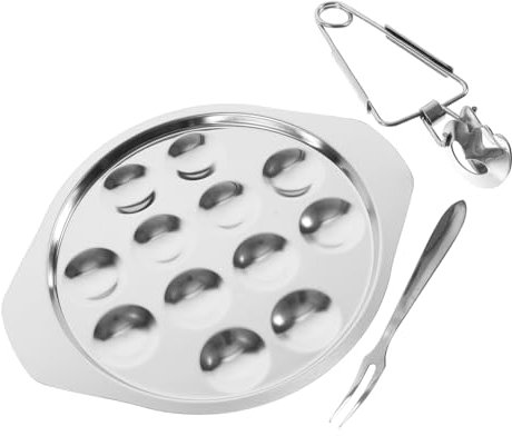 PHENOFICE Edelstahl Schnecken Teller Mit Fächern Für Meeresfrüchte Und Snacks Grill Und Backteller Für Vorspeisen Und Partys