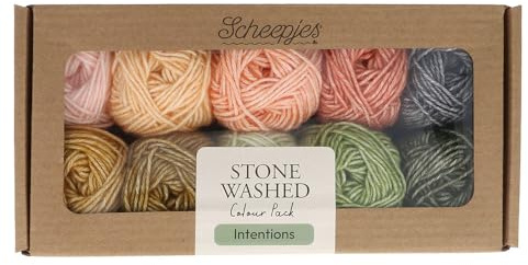 Scheepjes Stone Washed Colour Pack 10 x 25 g - Absichten, Orange, Grün, Rot