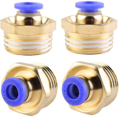 Set di 4 raccordi rapidi pneumatici con filettatura esterna diritta per tubo 6 mm 1/2′′ PT