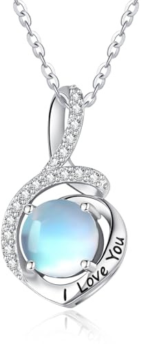 Zeuslia Infinity Necklaces for Women, 925 Sterling Silver I Love You Jewellery, Womens Jewel with Birthstone Pendant