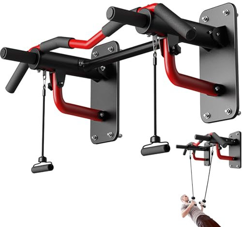 ylpddmm Multifunktionelle Klimmzugstange für die Wandmontage Fitness Dip Station,Pull Up Bar Trainings Halterung mit Multifunktionen Wand