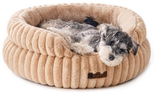 MEWOOFUN Donut Dog Bed Medium, Calming Dog Bed for Anti-anxiety with Non-Slip Bottom, Washable Small Dogs Bed Puppy Bed with Removable Cover, Cat Beds for Indoor Cats, Pet Beds for Large