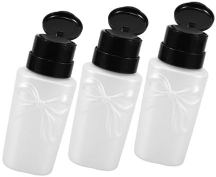 DECOMELODY 3pcs Leakproof Nail Polish Remover Pump Dispenser Bottles Refillable Makeup Remover Containers for Salon Home Use Lockable and Precise Dispensing System