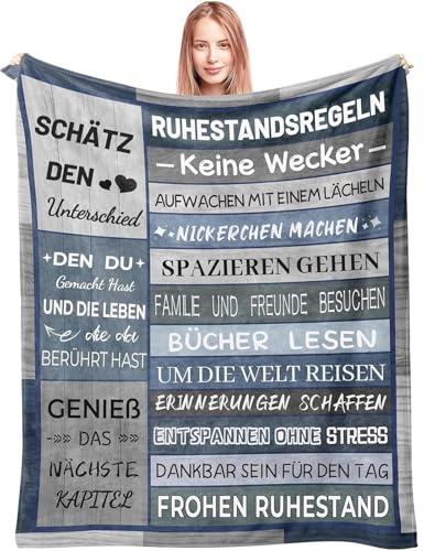 HYDDHQ Renteneintritt Geschenk Männer，Personalisierte Decke Rentner Geschenk Mann，Ruhestand Geschenk für Männer Mann Freund Kollegen，Abschiedsgeschenk Kollegin Rente