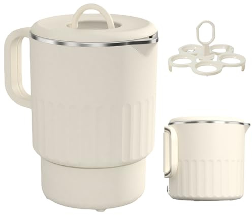 Bollitore pieghevole da 1 l, da viaggio, da campeggio, in acciaio inox, 600 W, 304, bollitore elettrico per viaggi, campeggio, roulotte o in viaggio