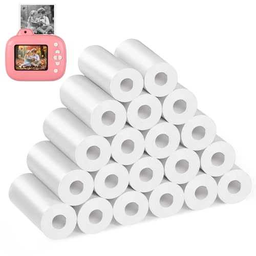 Diboniur 20 Rouleaux Papier Appareil Photo Enfant, Papier Thermique pour Appareil Photo Instantané Enfant, Papier de Rechange pour Appareil Photo Enfan t, Facile à Remplacer (largeur 5.7cm)