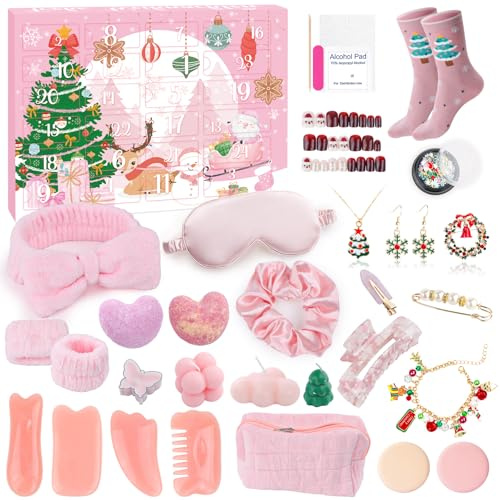 Hzdyopk Adventskalender Frauen 2025, Adventskalender Beauty Teenager Mädchen, 24 Tage Countdown Weihnachtskalender Frauen Überraschung Weihnachtsgeschenke mit Beauty, Schmuck und Accessoires