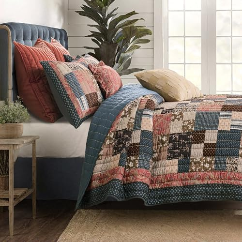 Greenland Home Fashions Shiloh Calico Print Quilt Set, 3-Piece Full/Queen