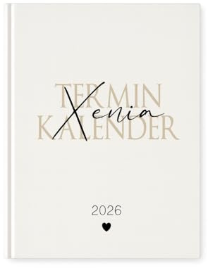 Personalisierter Terminplaner 2026 Din A5 | Hardcover Buchkalender mit Name | Weißes Cover, Wochen- & Jahresübersicht, Geschenkidee – Manufaktur Liebevoll (Terminkalender)