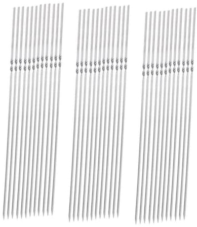 Toyvian 50 piezas Brochetas Barbacoa Acero Inoxidable Gruesas y Anchas Reutilizables para Carne y Verduras Camping y Fiestas al Aire