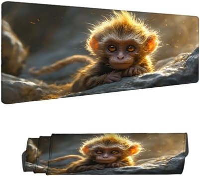 Alfombrilla de Ratón para Juegos, Animal Alfombrilla Ratón XXL 1500 x 800 MM,Mono Escritorio Desk Mat, Mouse Pad con Superficie Suave y Base de Goma Antideslizante, para Oficina Gaming en Casa H-11102