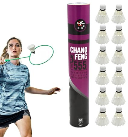 Generico Badminton Badmintonbollar med fjädrar | 12-pack badmintton träningsutrustning med god stabilitet och hållbarhet för ungdomsspelare inomhus och utomhus