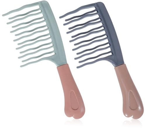 2 PCS Wide Tooth Comb for Curly Hair, Detangling Comb with Double Row Wavy Tooths for Curls, Wide Tooth Combs for Women, Curl Defining Combs for Parting Hair
