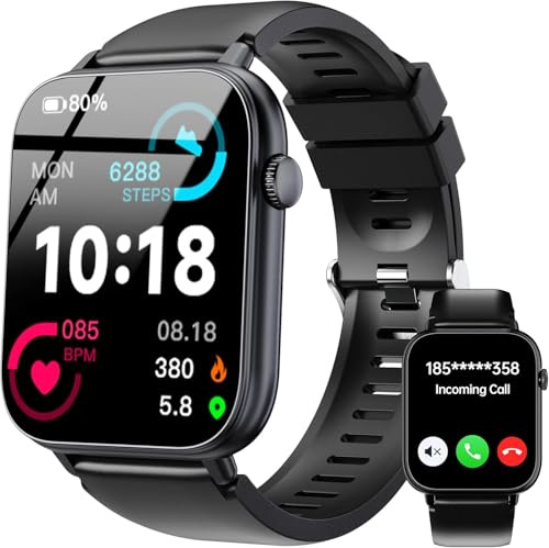 Smartwatch Herren Damen, 1,83'' HD Touch Smart Watch mit Telefonfunktion, 100+ Sportmodi Fitnessuhr IP68 Wasserdicht, Sportuhr mit SpO2 Herzfrequenz Schlafmonitor Schrittzähler, Uhr für Android iOS