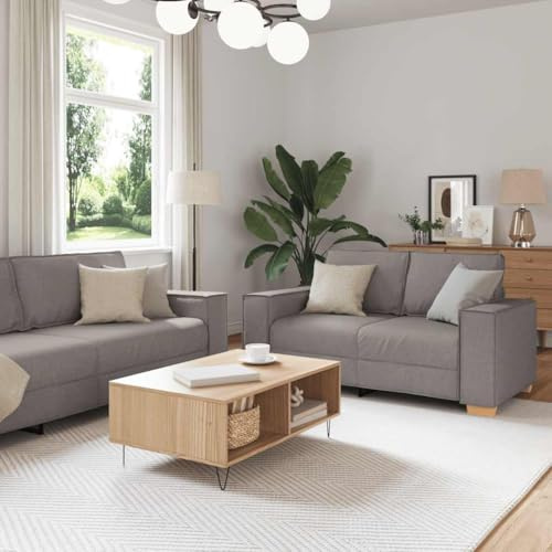 Yisssmeng Zweisitzer & Dreisitzer Sofa Garnitur Taupe 160/220 cm Modernes Gewebe Recamiere Couchgarnitur mit Armlehnen for Living Room Office Bedroom