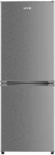 HYE Fridge Freezer - Small 60/40 Freestanding Fridge Freezer | 134.5cm Height, 47.6cm Width, 137L Capacity, Quiet 38 dB Operation, Suitable for Couples & Families, Silver - RF01FF137S24