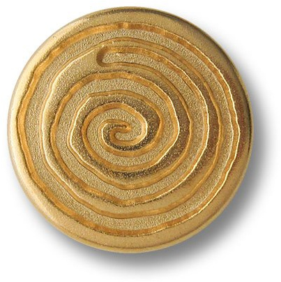 5er Set große tablettenförmige goldfb. Metall Ösen Knöpfe mit großer, reliefartig tiefergelegter, leicht unregelmäßger Spirale/goldfarben/Metallknöpfe/Ø ca. 26mm