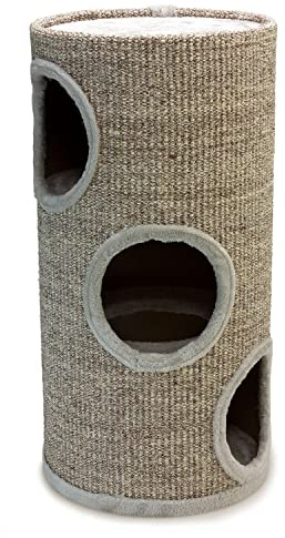 Arquivet Klösträd Runt Beige Med Hål för Katter - 36 x 36 x 70 cm - Vertikalt Klösträd - Tillbehör - Nagelslipare