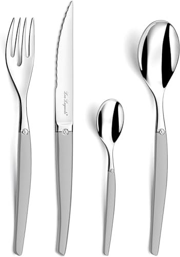 LOU LAGUIOLE - Coffret 16 couverts de table pour 4 personnes - Jet - Acier inoxydable 18/0, Finition Sablée