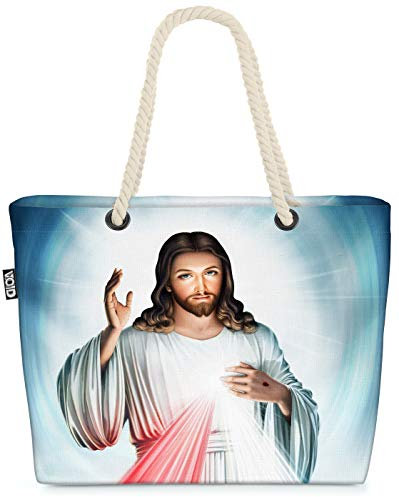 VOID Jesus Bild Strandtasche Shopper 58x38x16cm 23L XXL Einkaufstasche Tasche Reisetasche Beach Bag