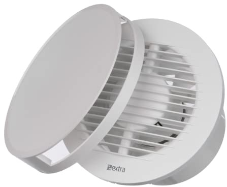 Europlast Ø 125mm Extracteur d'Air Silencieux - Ventilateur Salle de Bain Blanc - Ventilateur Mural pour Cuisine WC Salle de Bain