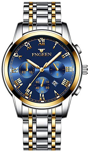 SGU Montre Homme Style Affaires Étanche Analogique Quartz Montres avec Acier Inoxydable Habiller ​MontreBracelet,Coffret Cadeau